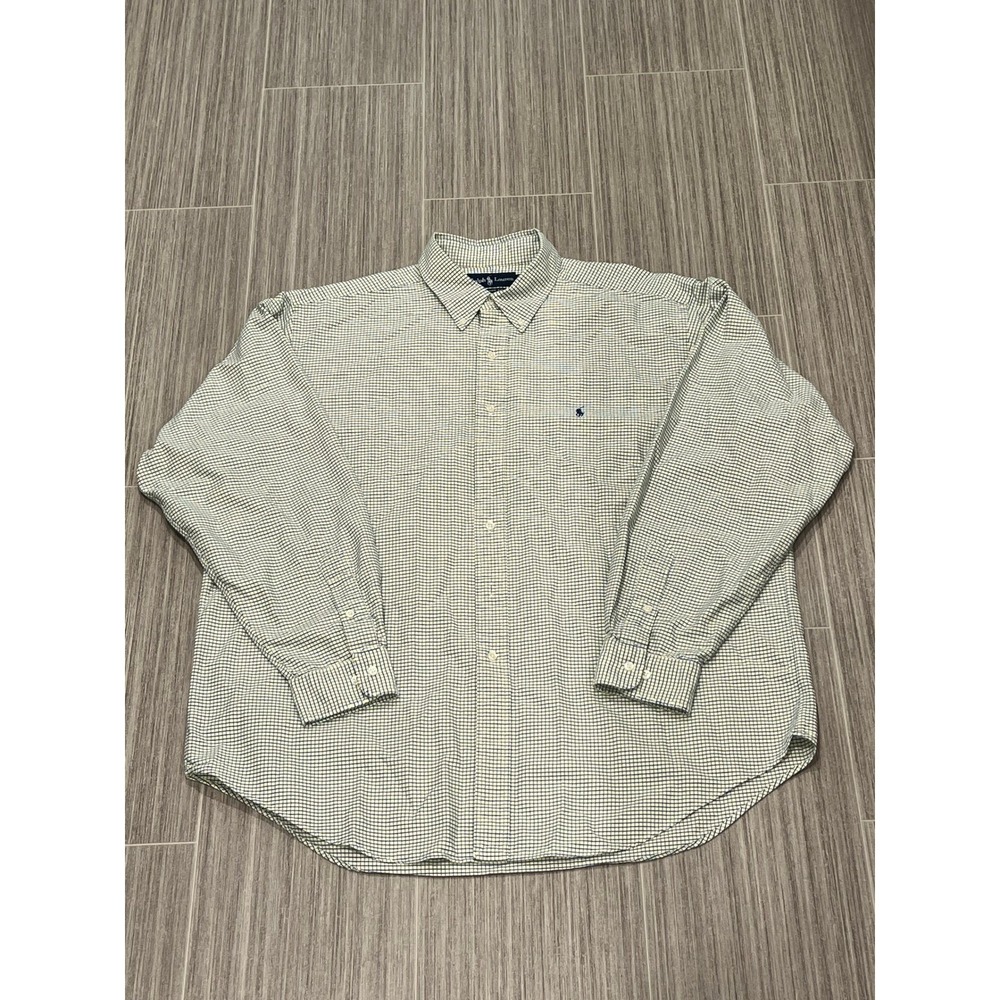 Ralph Lauren Classic Fit Button Down Shirt Mens 17 1/2 36/37 Yellow Blue Check - Picture 1 of 8